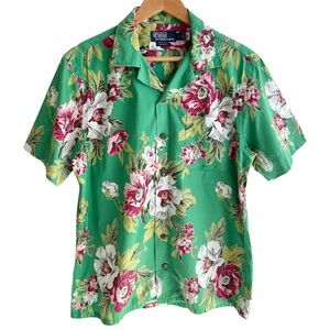 Polo Ralph Lauren Mens Hawaiian Loop Collar Floral Camp Button Shirt Size Medium